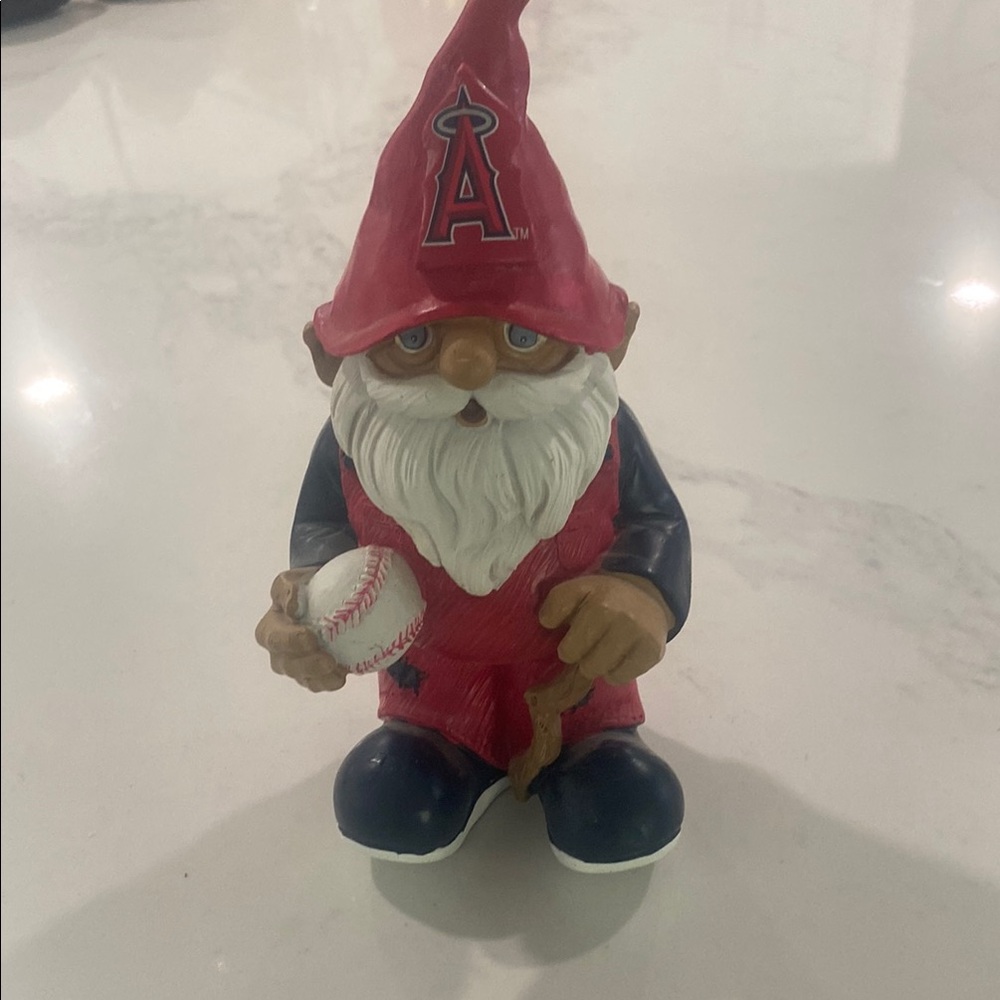 Angel Baseball Gnome Figurine with Red Hat